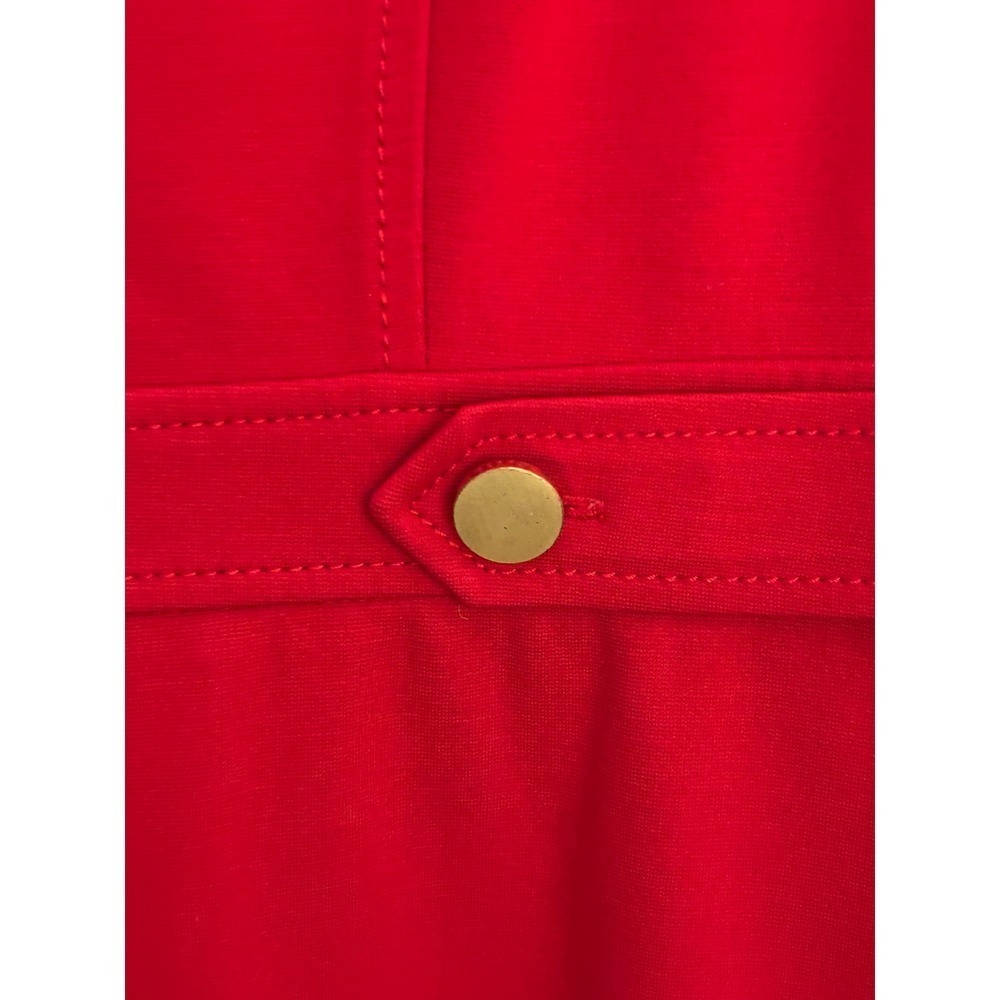 Talbots Red Ponte Sheath Dress Size 8P Classic Style, Gold Button waist accent - Picture 5 of 8